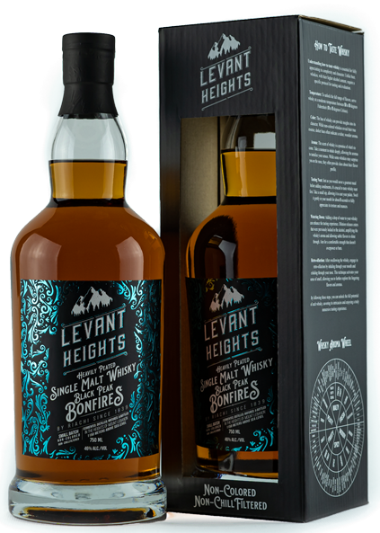 Levant Heights- Black Peak Bonfires- Heavily Peated Single malt Whisky 700ml 46% Vol