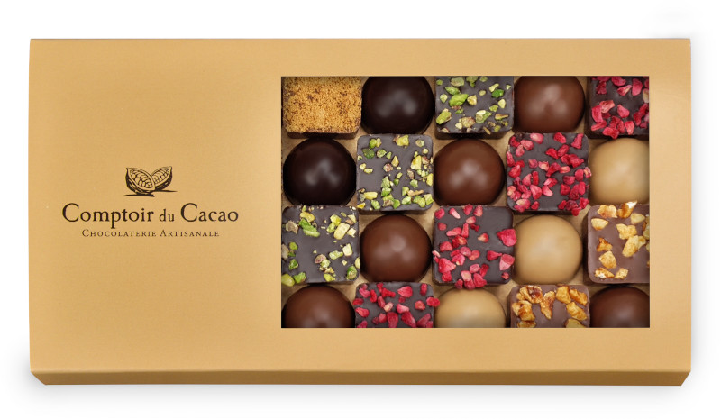 Comptoir du Cacao Square Dome praline assortment with window 288g