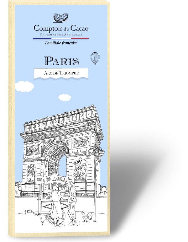 Comptoir du Cacao Dark chocolate bar - ? Paris monuments, Arc de Triomphe? 80g