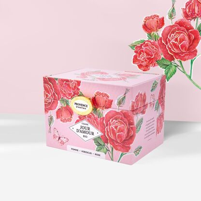 Metal tin of Organic Love Day Herbal Tea* 20 sachets