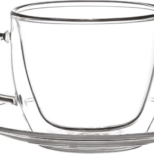 Espresso double wall cup with handle and coaster 100ml