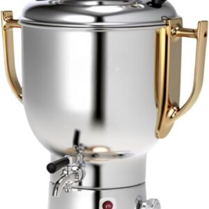 Russian Samovar Silver Stainless Steel 4L 1800W Double Pot Kettle with 1L Stainless Steel Teapotand and Auto Shut-Off & Boil-Dry Protection, with Temperature Controller and Keep Warm Function